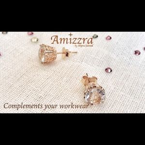 White Topaz and Diamond Studs